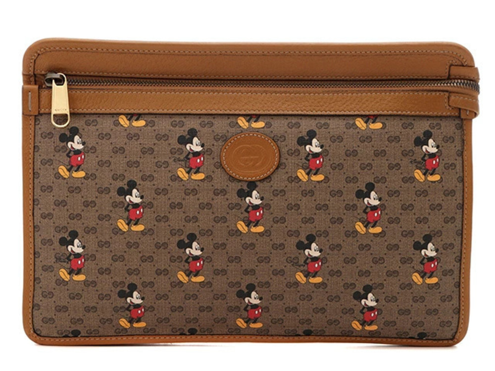 Gucci Clutch Bag Disney x Brown Calfskin